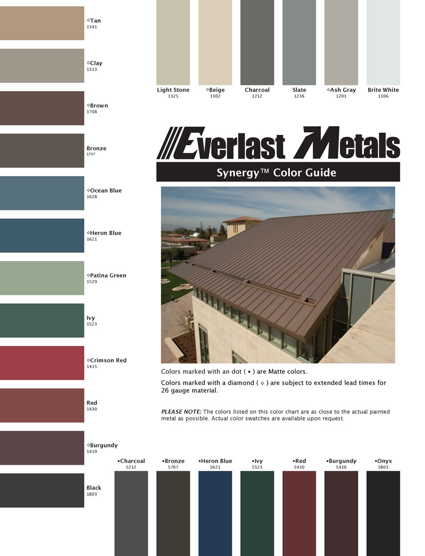 Color Chart Metal Roofing Color Chart NJ
