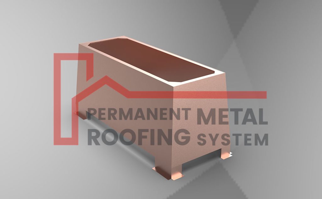 Copper-finish rendering of a custom chimney cap