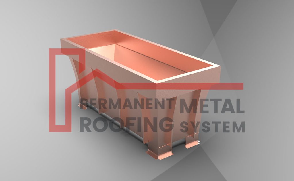 Custom Chimney Caps Copper-finish rendering of PMRS chimney cap style 6A with a formed lip